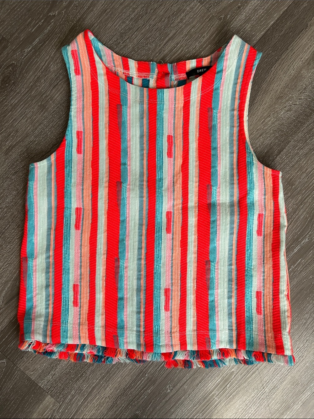 DREW Red, Blue, Pink & White Striped Top sz S NWOT